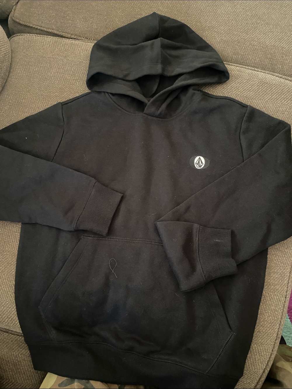 Kids Volcom Black Hoodie with Small Chest embroidered Logo